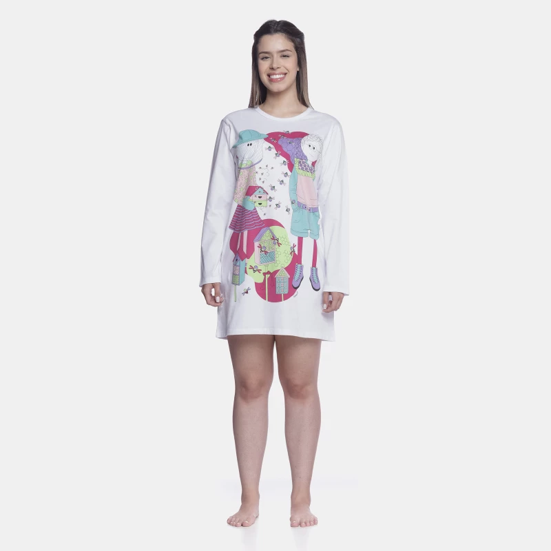 Camisão Feminino Adulto Manga Longa