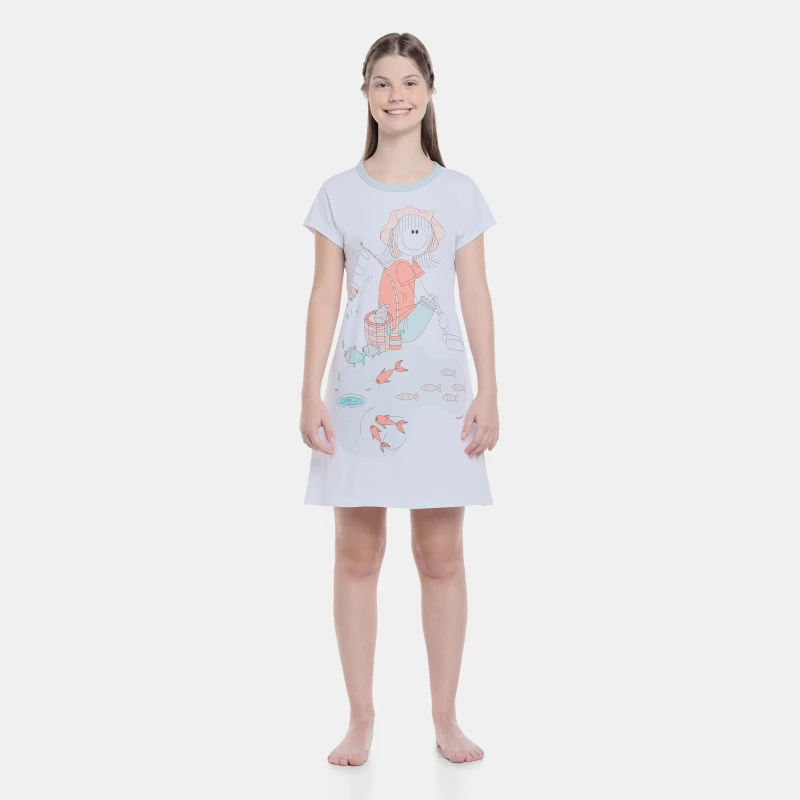 Camisão manga curta cinturado