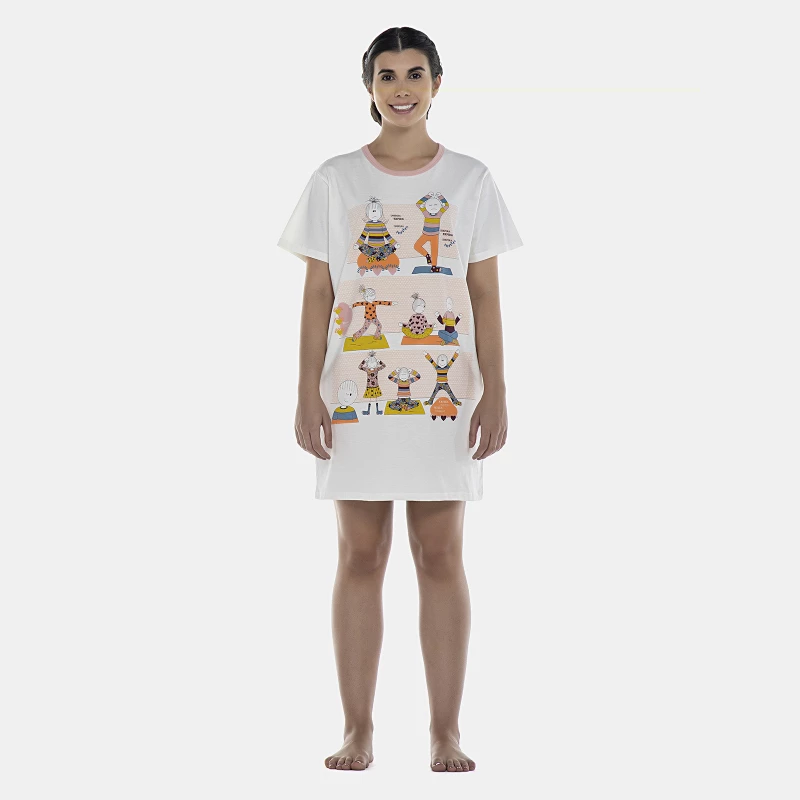 Camisão Feminino Adulto Manga Curta