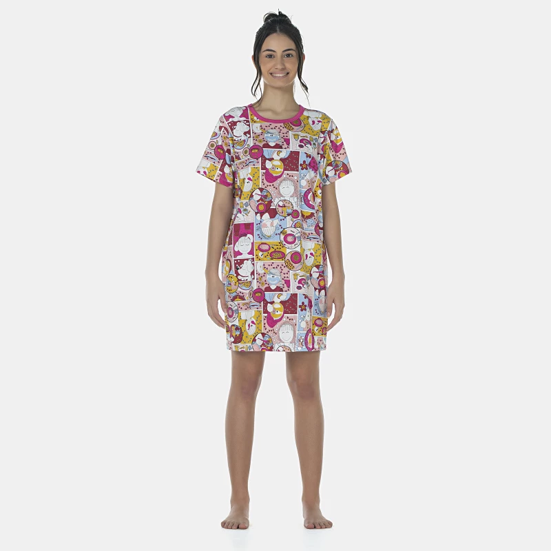 Camisão Feminino Adulto Manga Curta