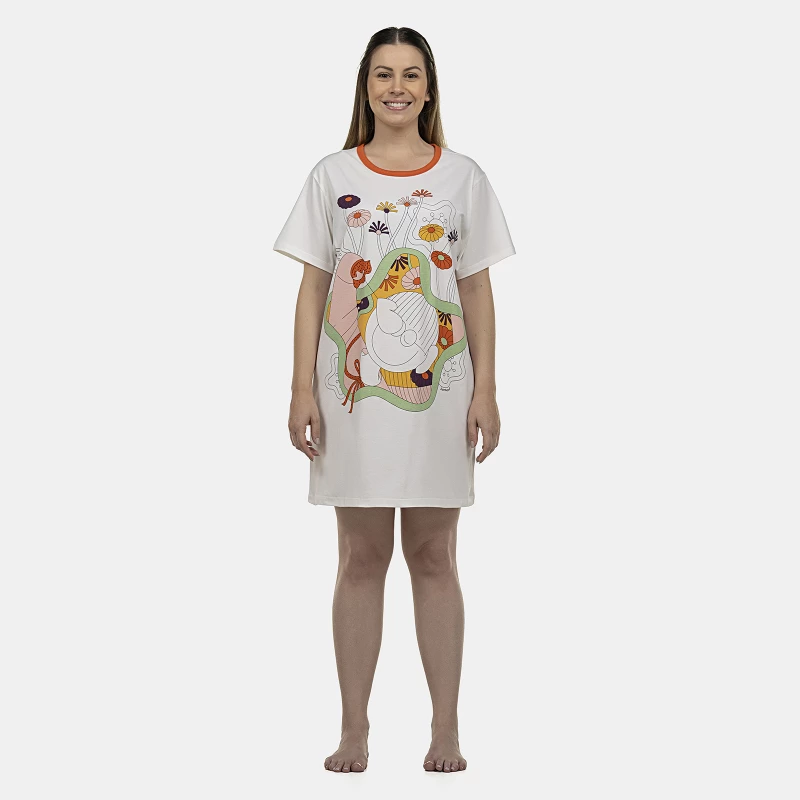 Camisão Feminino Adulto Manga Curta