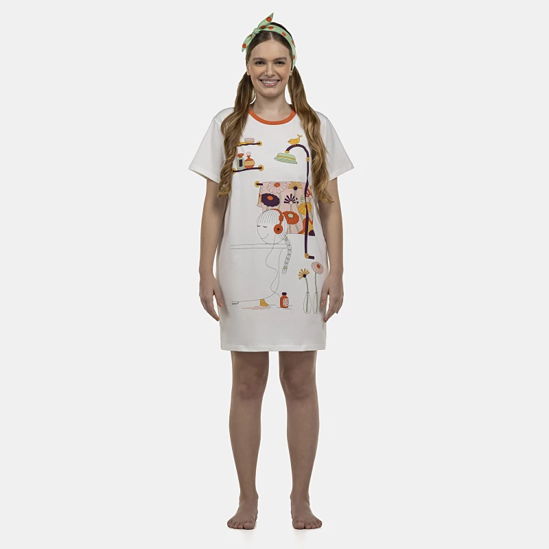Camisão Feminino Adulto Manga Curta