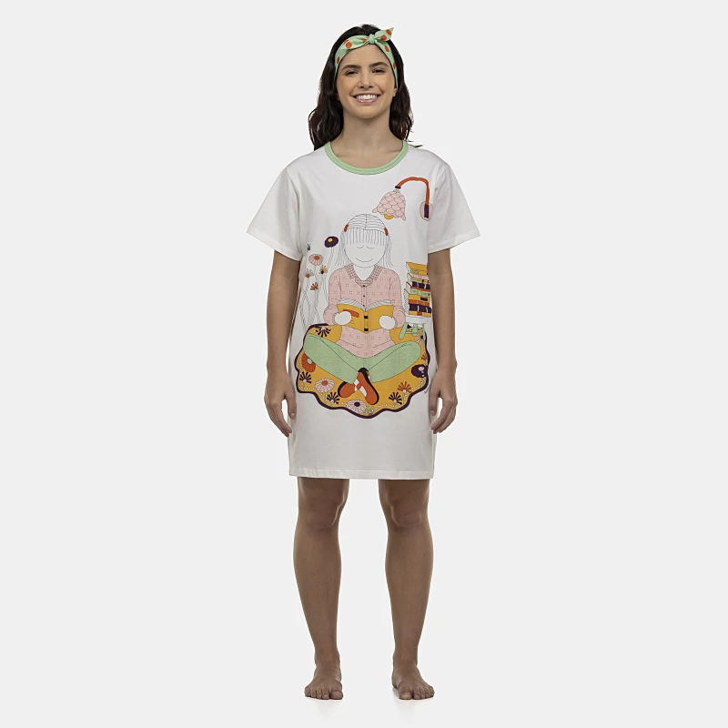 Camisão Feminino Adulto Manga Curta