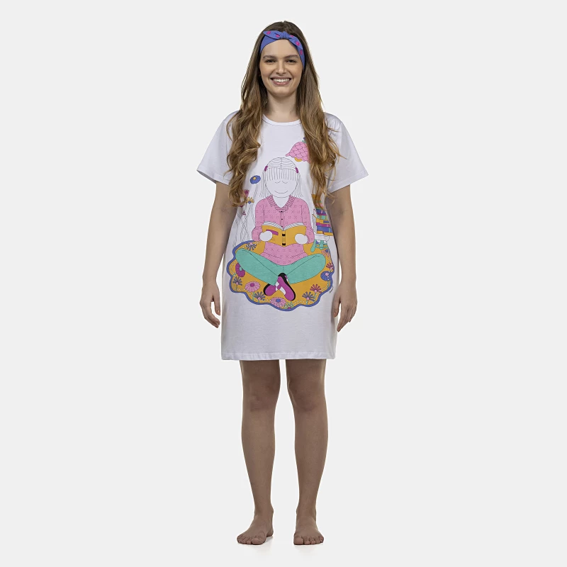 Camisão Feminino Adulto Manga Curta