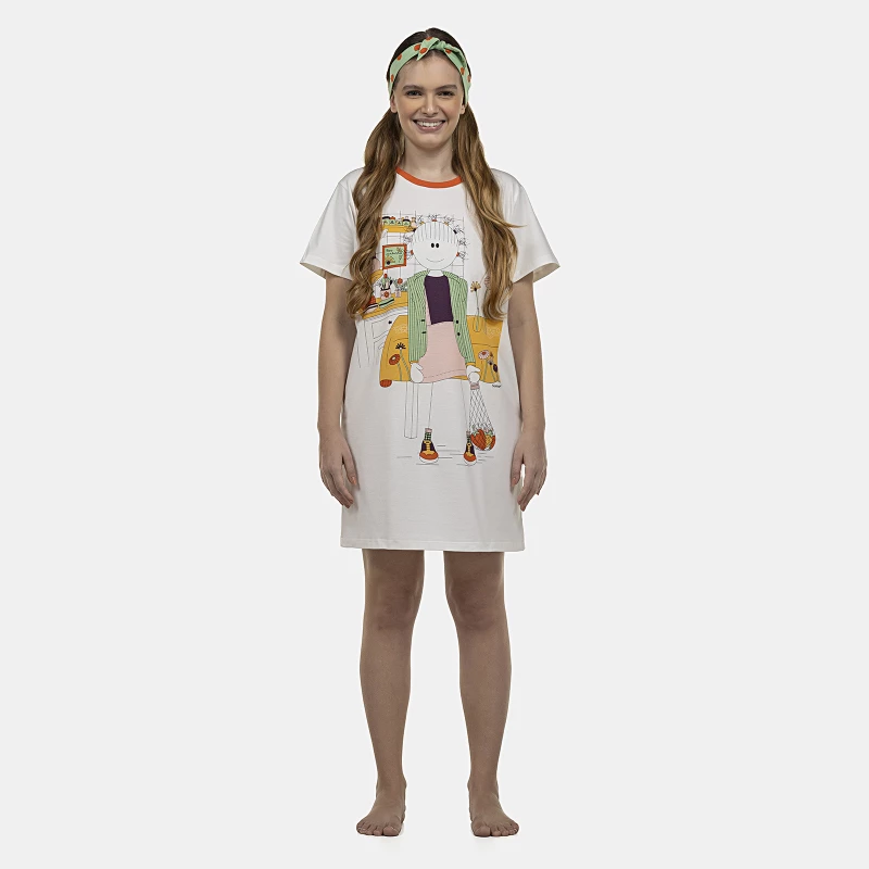 Camisão Feminino Adulto Manga Curta