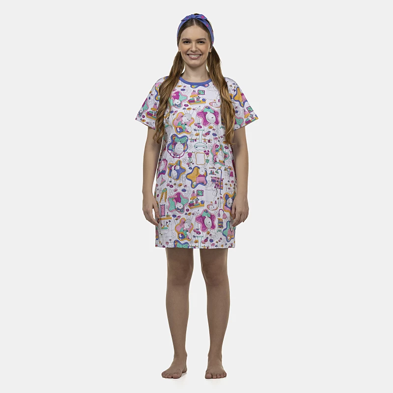 Camisão Feminino Adulto Manga Curta