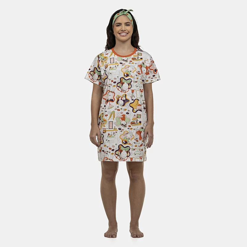 Camisão Feminino Adulto Manga Curta