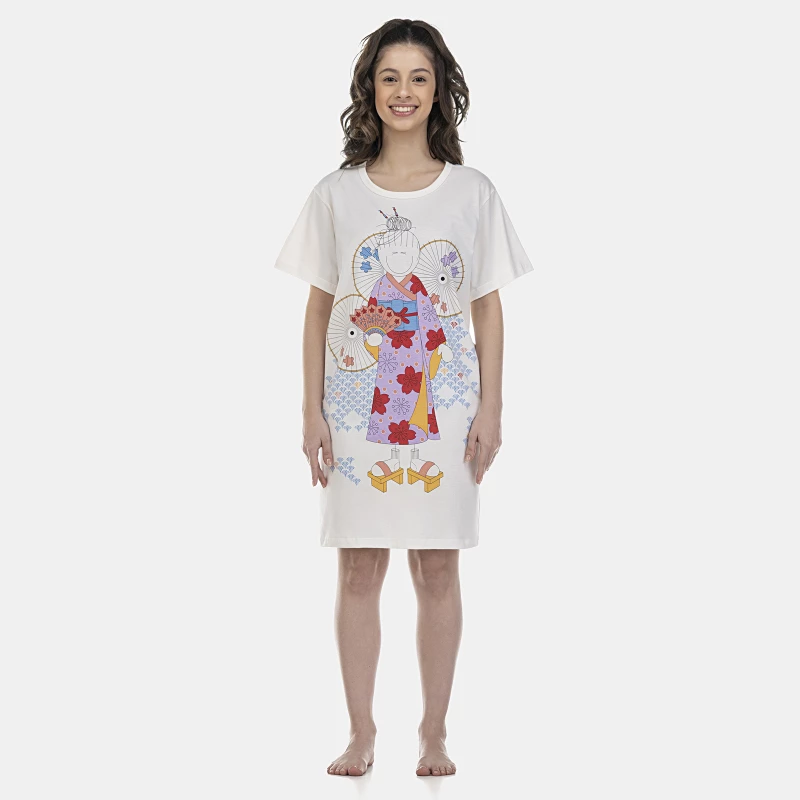 Camisão Feminino Adulto Manga Curta