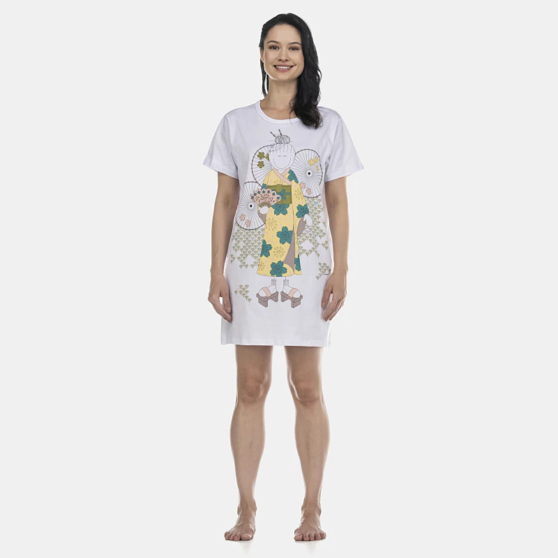 Camisão Feminino Adulto Manga Curta
