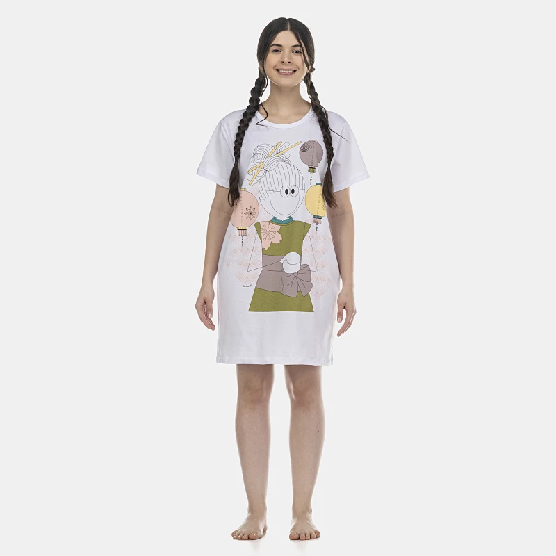 Camisão Feminino Adulto Manga Curta