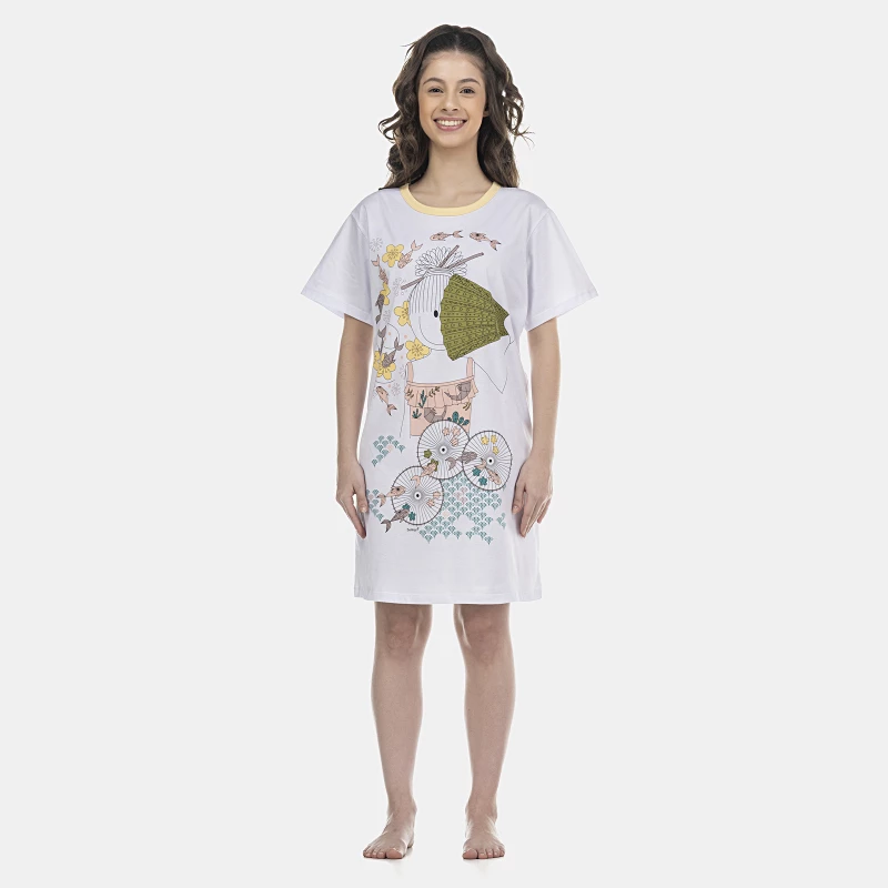 Camisão Feminino Adulto Manga Curta