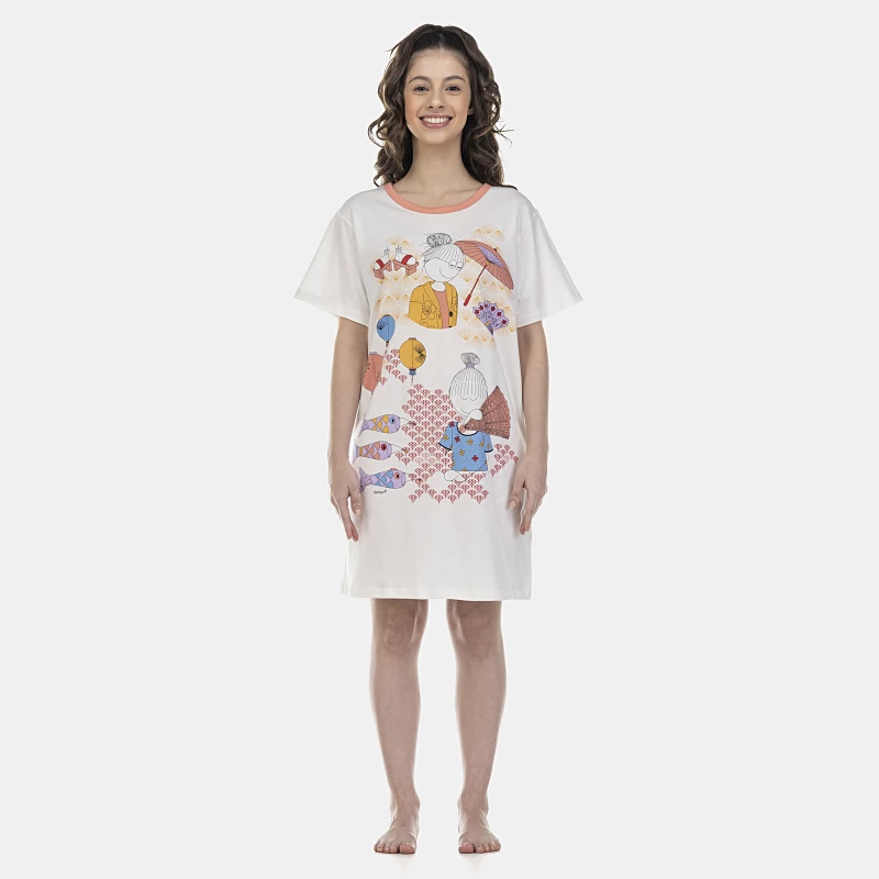 Camisão Feminino Adulto Manga Curta