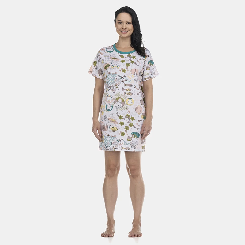 Camisão Feminino Adulto Manga Curta