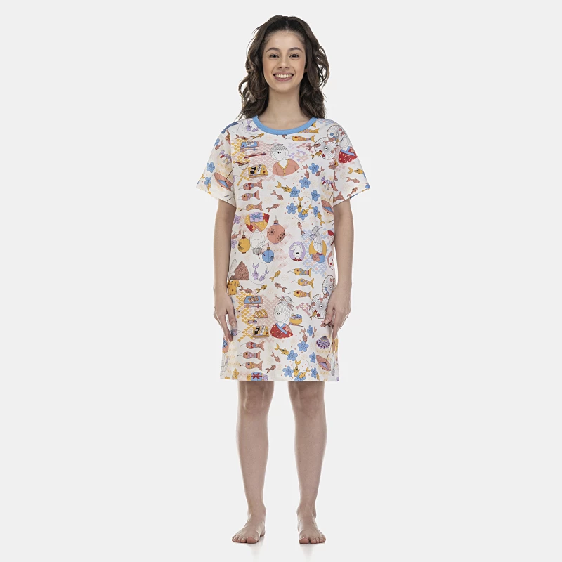 Camisão Feminino Adulto Manga Curta