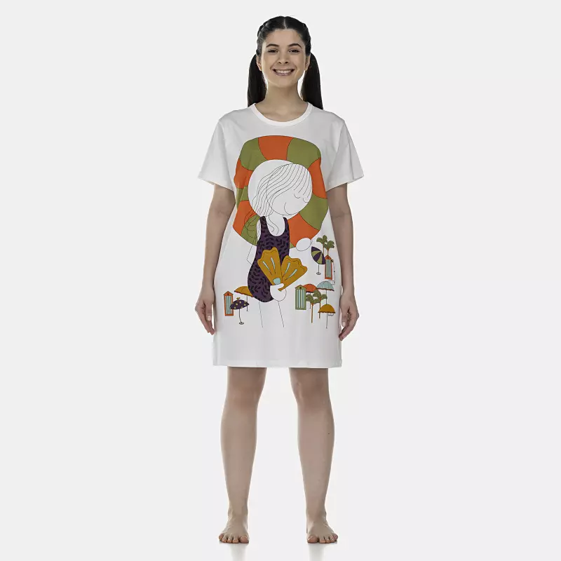 Camisão Feminino Adulto Manga Curta