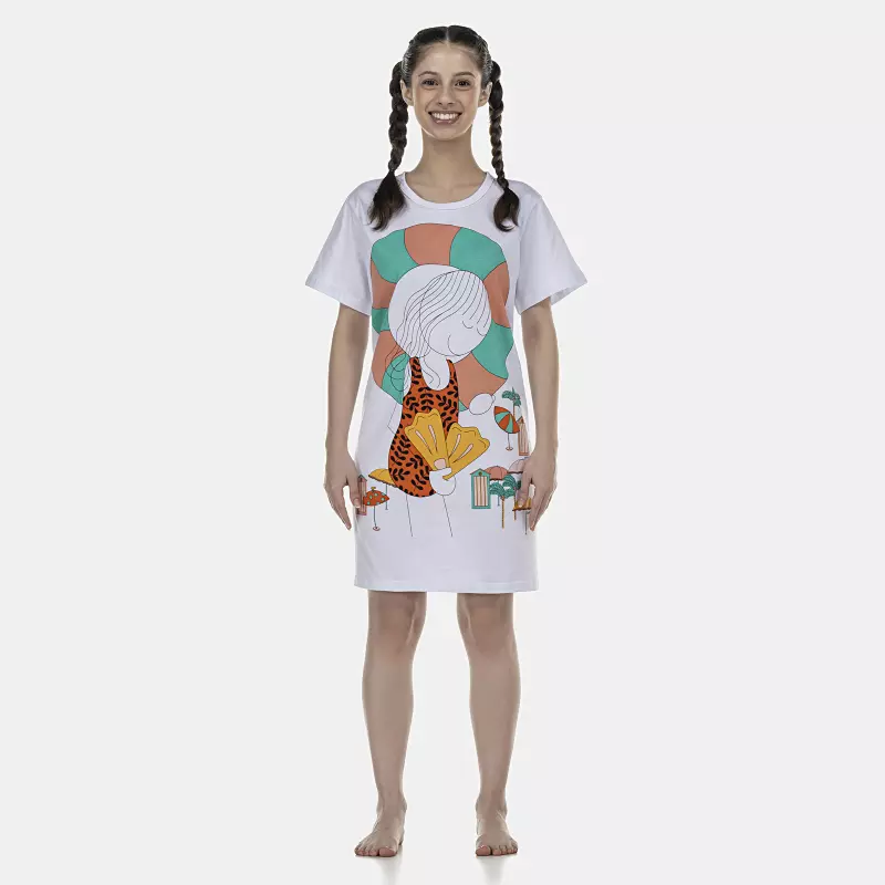 Camisão Feminino Adulto Manga Curta