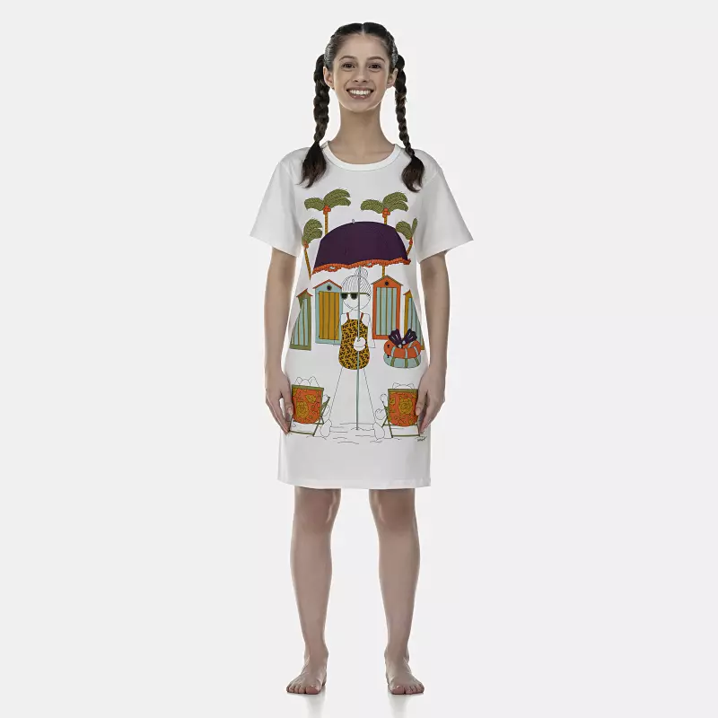 Camisão Feminino Adulto Manga Curta