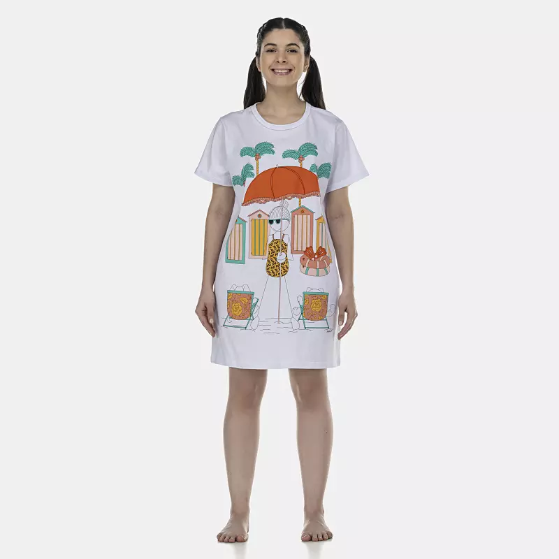 Camisão Feminino Adulto Manga Curta