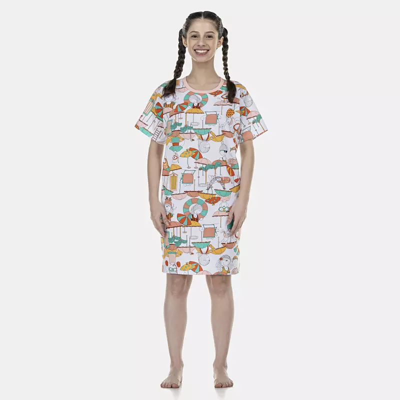 Camisão Feminino Adulto Manga Curta