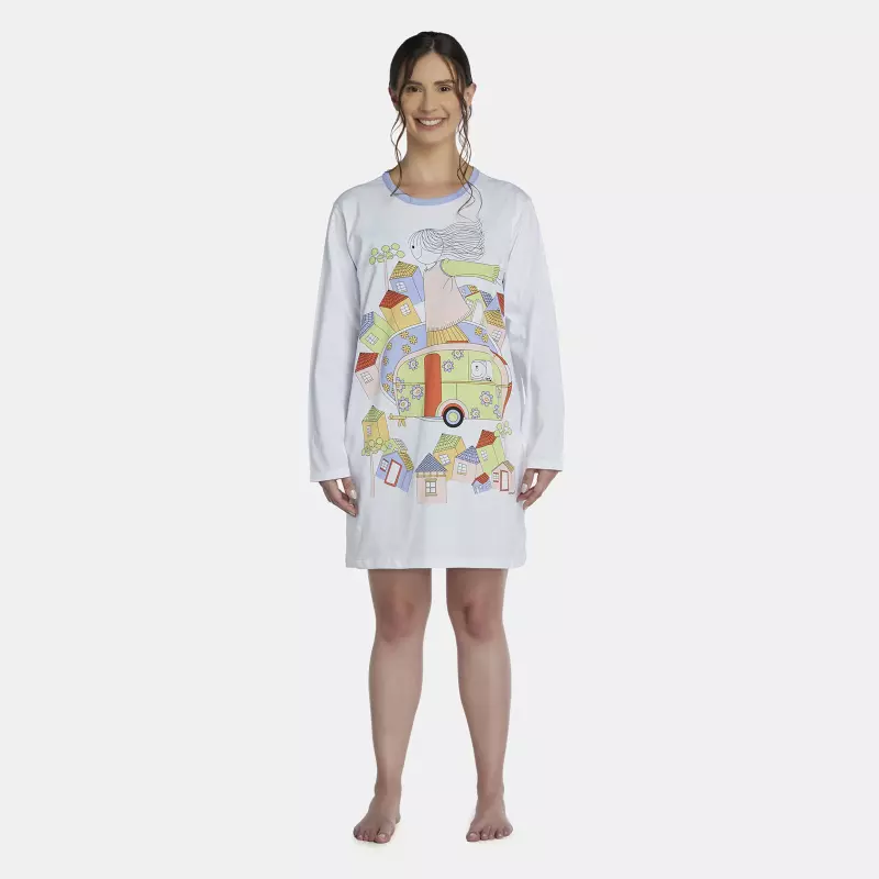 Camisão Feminino Adulto Manga Longa