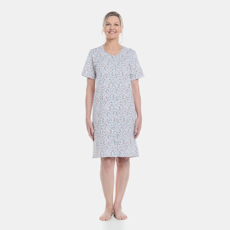 Camisola Feminina clássica Homewear manga curta Floral