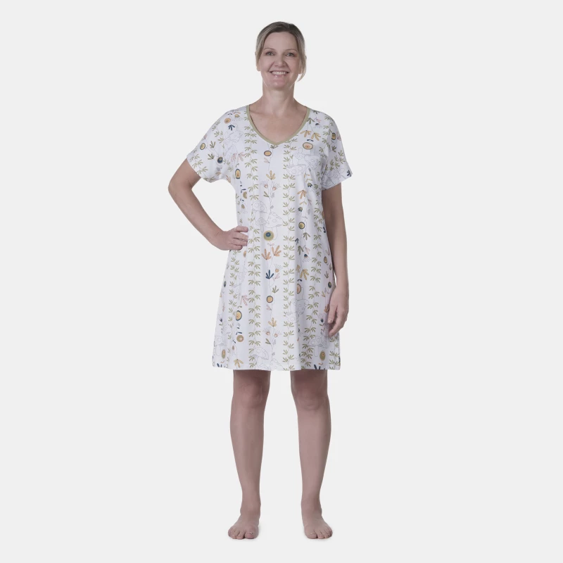 Sonhart Camisola Feminina clássica manga curta Decote V Floral    