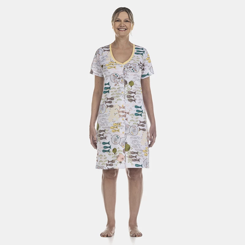 Camisola Feminina Adulto Manga Curta Aberta