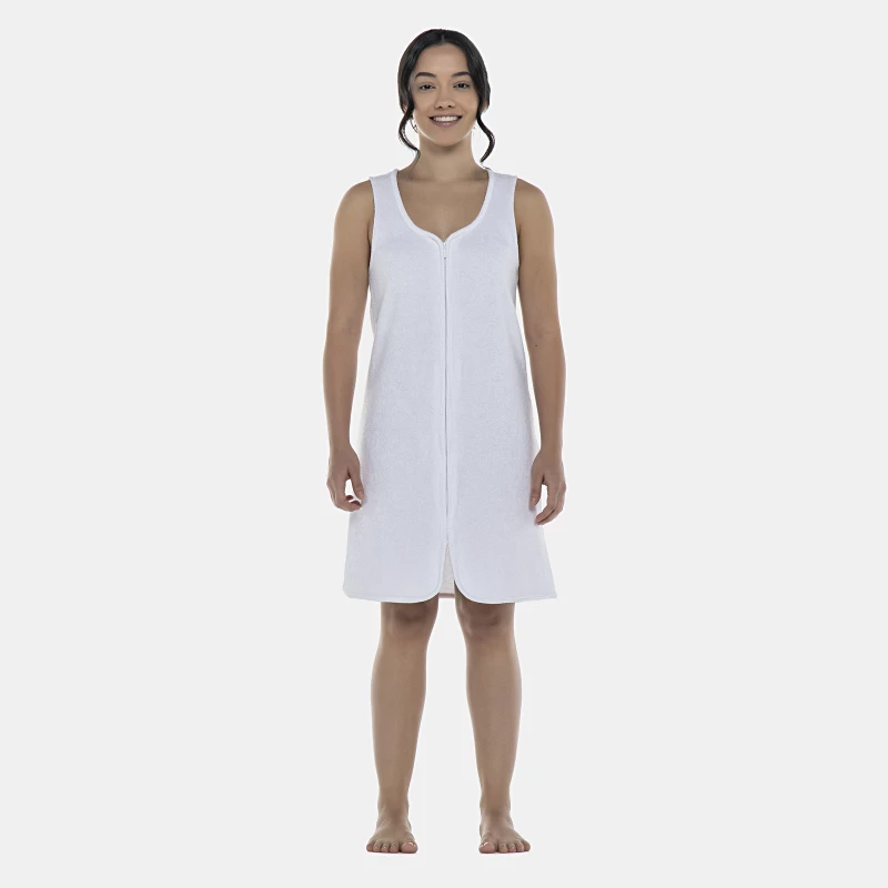 Roupão Feminino Adulto Regata Zíper Atoalhado