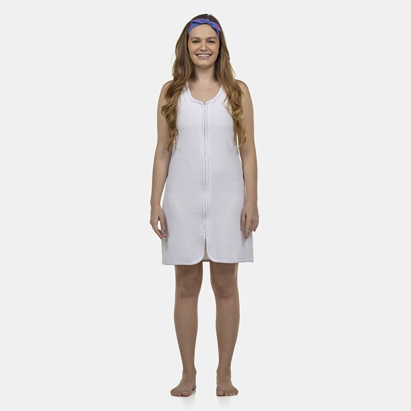Roupão Feminino Adulto Regata Zíper Atoalhado