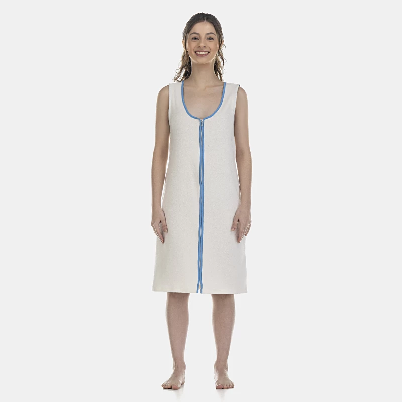 Roupão Feminino Adulto Regata Zíper Atoalhado