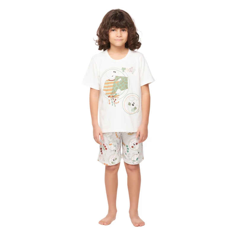 Pijama manga curta e bermuda
