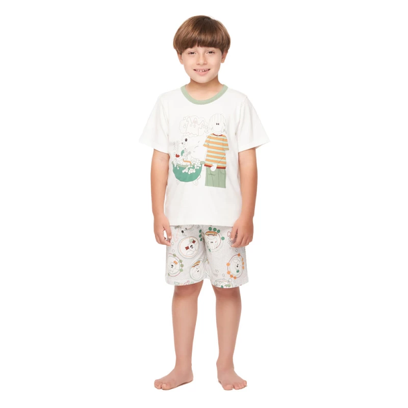 Pijama manga curta e bermuda 