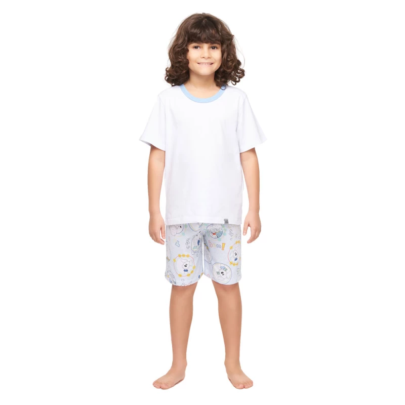 Pijama manga curta e bermuda