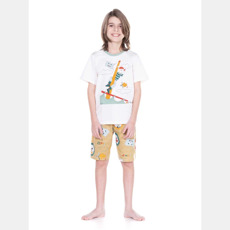 PIJAMA MANGA CURTA E BERMUDA