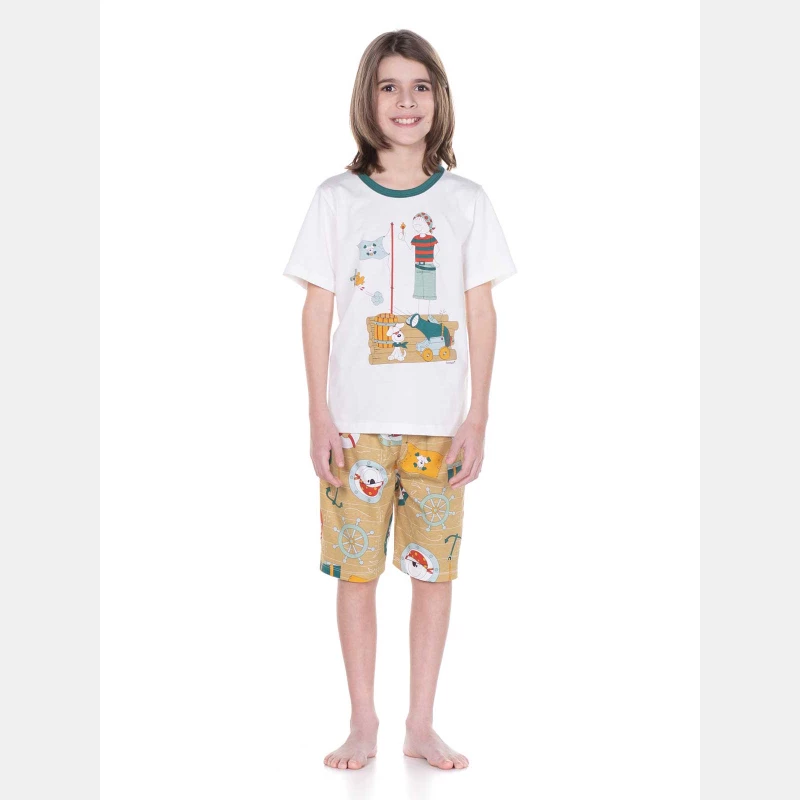 PIJAMA MANGA CURTA E BERMUDA