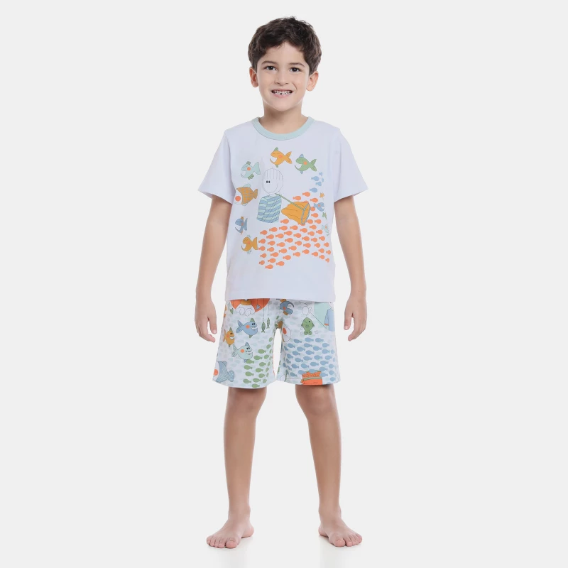 Pijama manga curta e bermuda