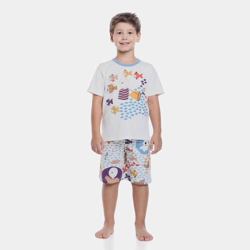 Pijama manga curta e bermuda