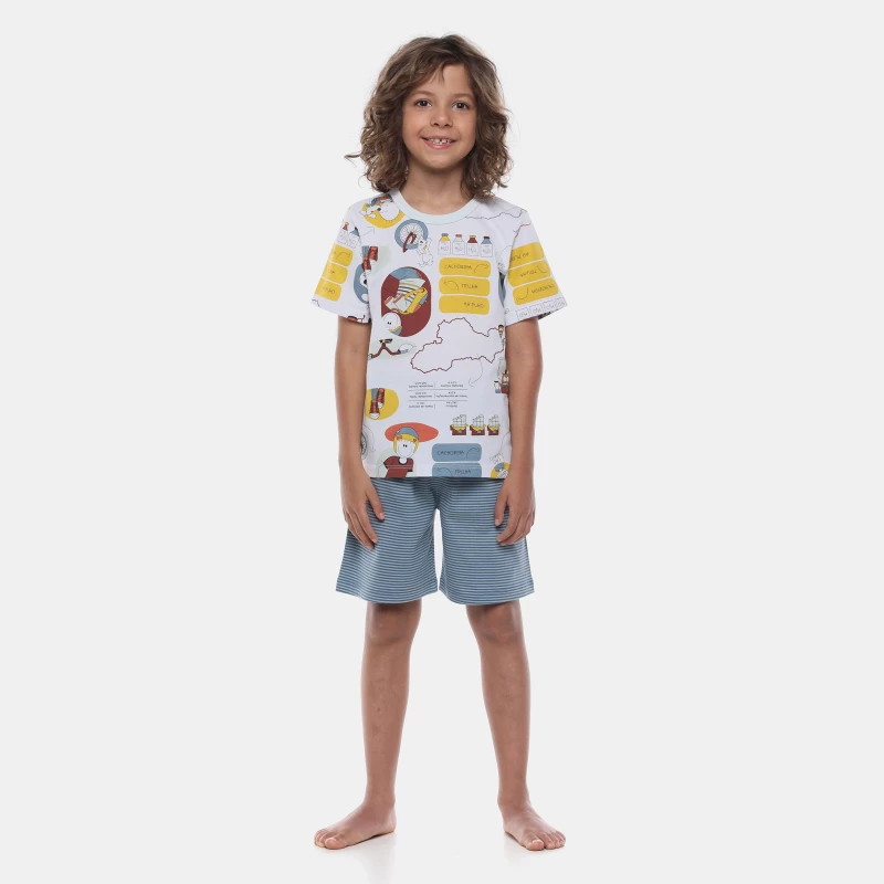 Pijama Manga Curta e Bermuda