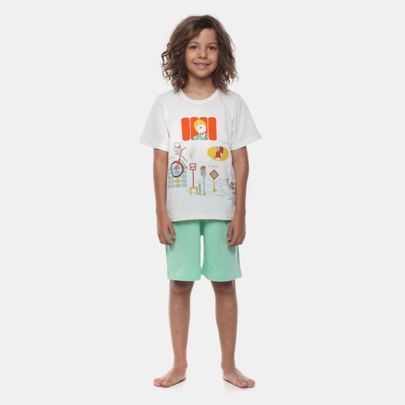 Pijama Manga Curta e Bermuda