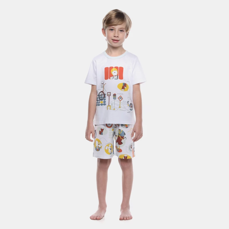 Pijama Manga Curta e Bermuda