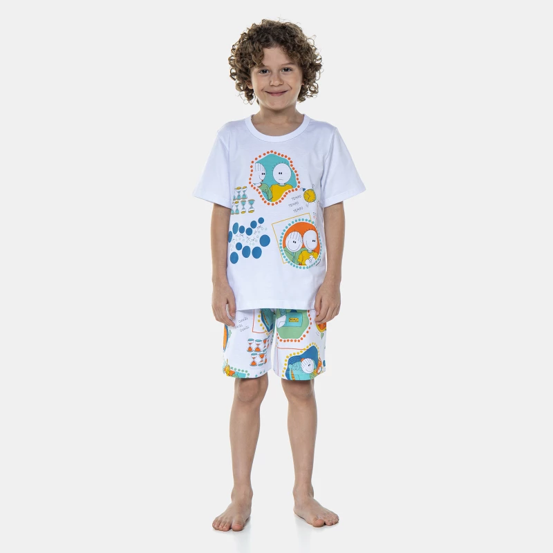 Pijama Manga Curta e Bermuda