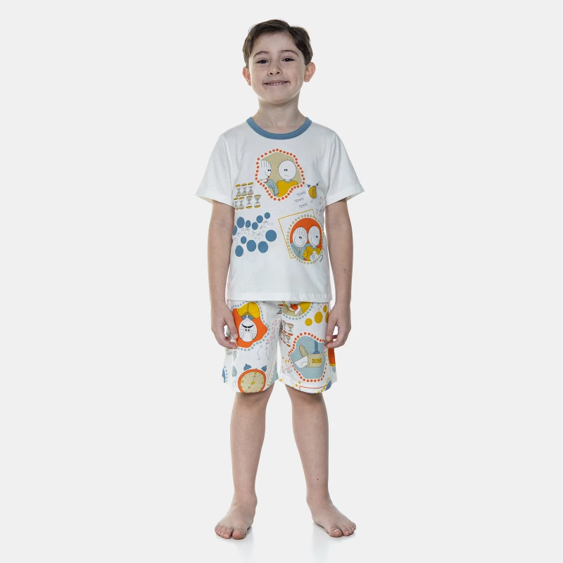 Conjunto de Pijama Infantil Masculino  Curto e Bermuda Bill e Jim