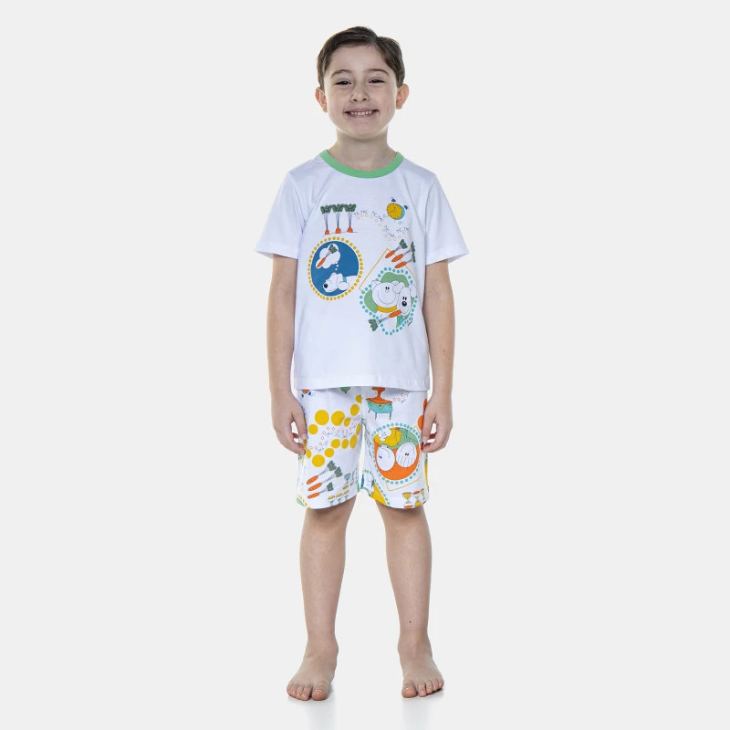 Pijama Manga Curta e Bermuda