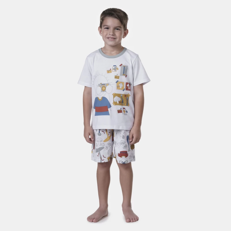 Pijama manga curta e bermuda