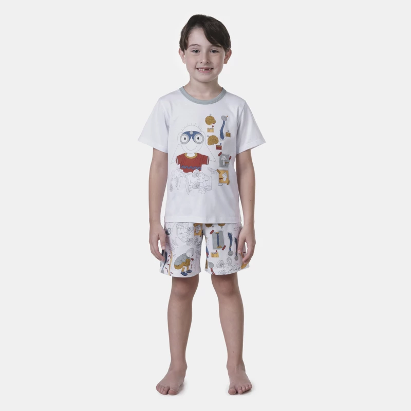 Conjunto de Pijama Masculino Infantil manga curta e bermuda Jim