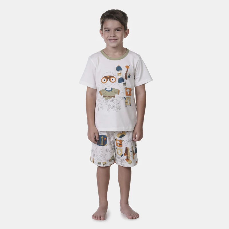 Pijama manga curta e bermuda