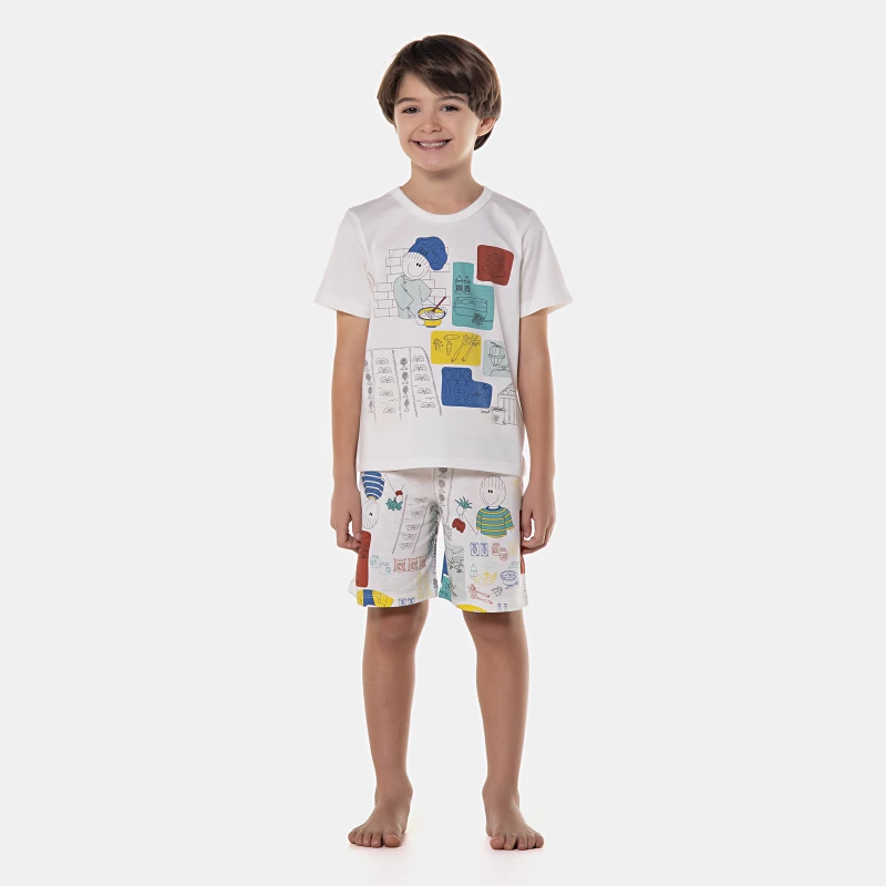 Pijama manga curta e bermuda