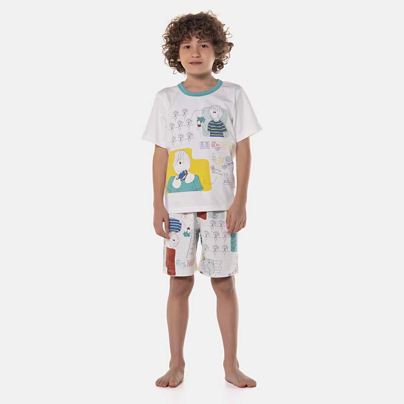 Pijama manga curta e bermuda