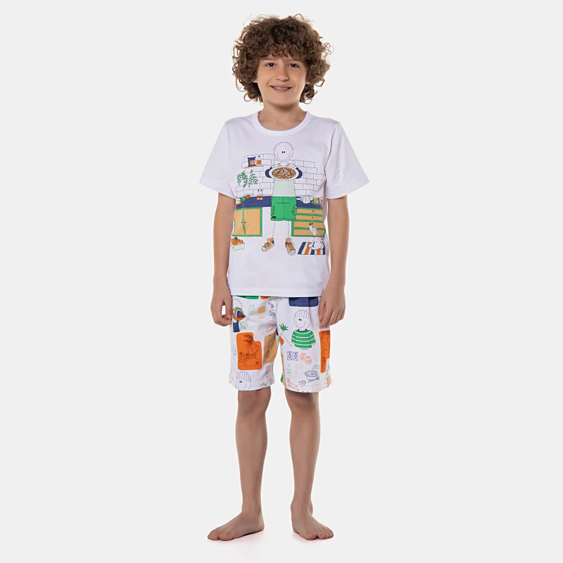 Pijama manga curta e bermuda