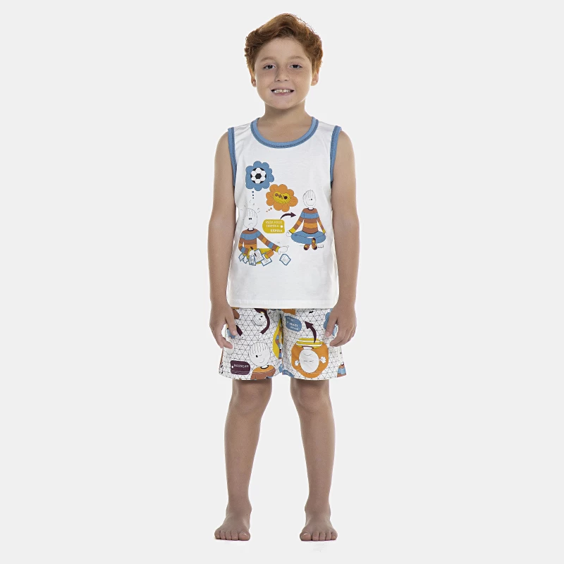 Pijama Masculino Kids Regata Machão e Bermuda